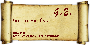 Gehringer Éva névjegykártya